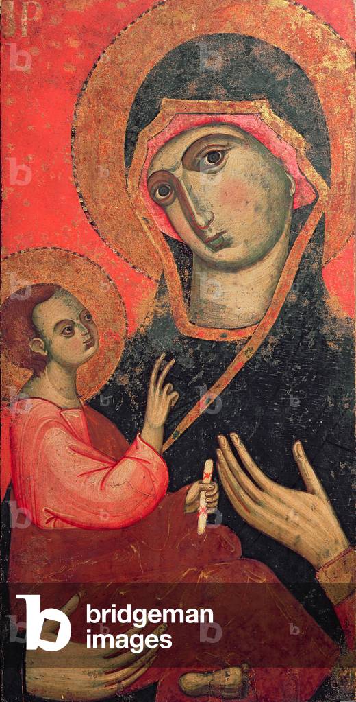 Virgin with Child (tempera on panel with gold)
