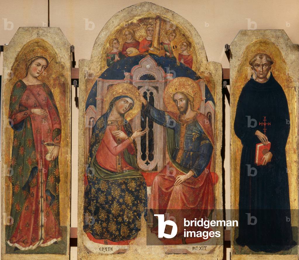 Coronotaion of the Virgin Mary, with angels, Saint Lucy and Saint and Saint Nicholas of Tolentino