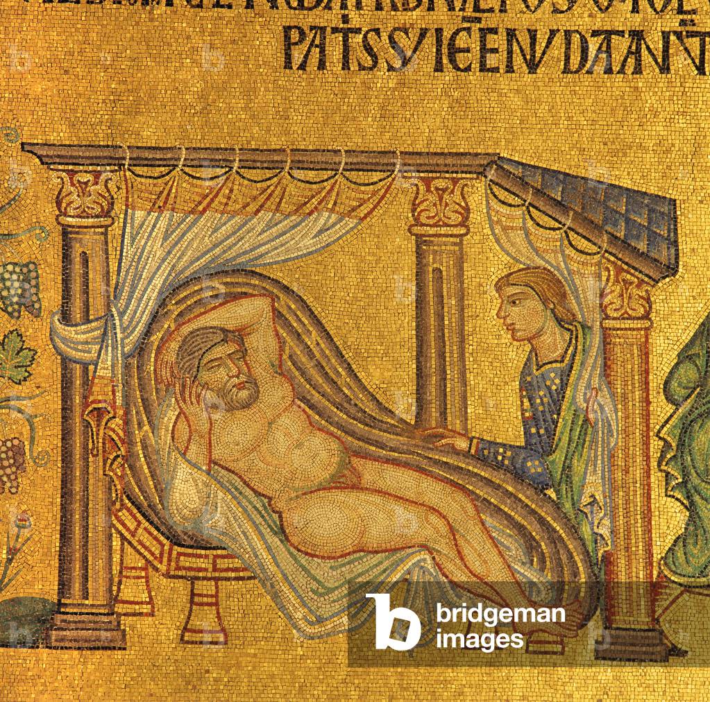 Detail of the Drunkenness of Noah, stories from the life of Noah, Saint Mark's Basilica, Venice (photo) 