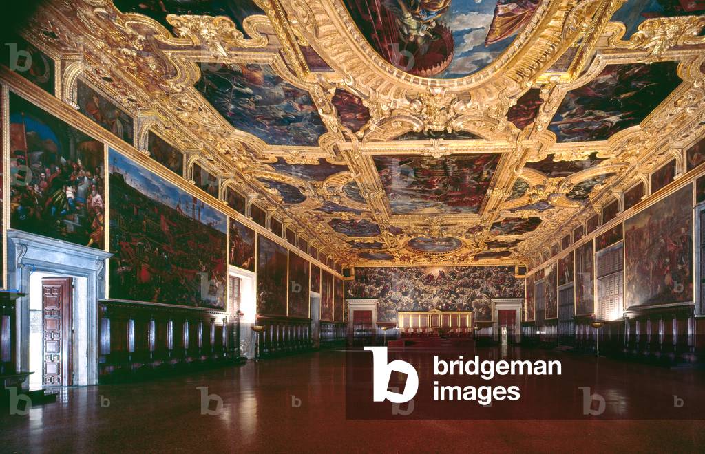 View of the Sala del Maggior Consiglio, Palazzo Ducale, Venice, Italy (photo)