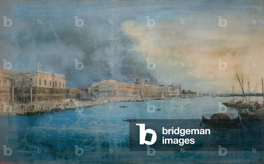 Cadorin's design for the Riva degli Schiavoni, seen from the Ponte Veneta Marina, c.1851 (oil on canvas)