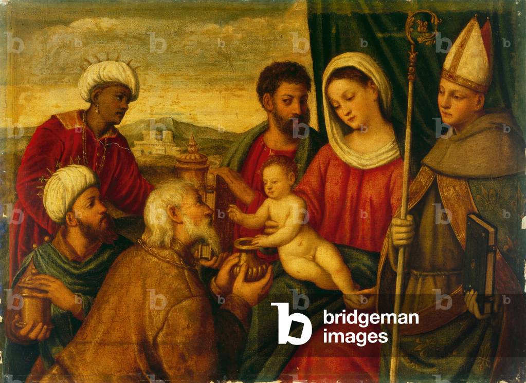 Adoration of the Magi with Saint Mark and Saint Louis (oil on canvas)