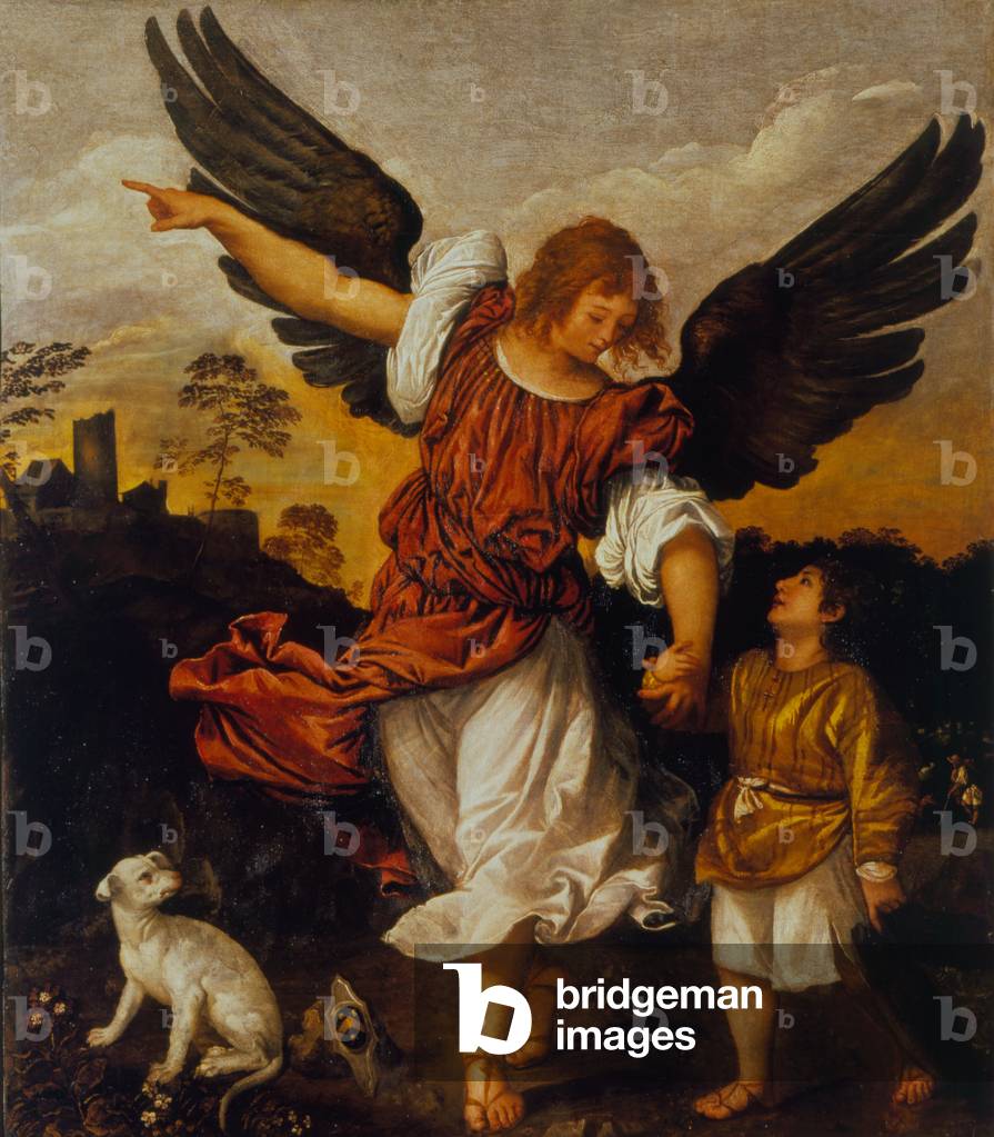 The Archangel Raphael and Tobias (oil on panel)