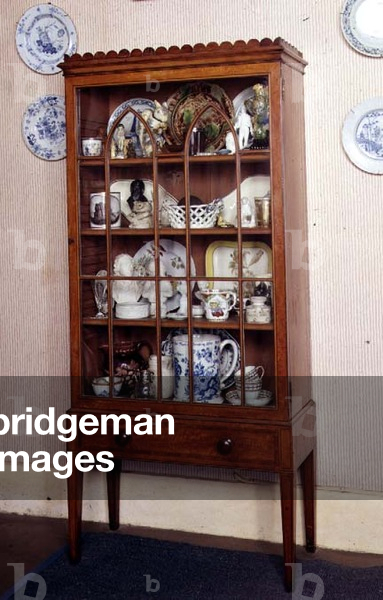 China cabinet with paned and glazed door, c.1780 (satinwood)