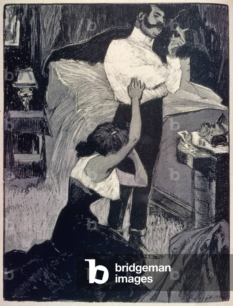 Woman pleading from 'L'Assiette Au Beurre', pub. 27th February, 1904 (engraving)