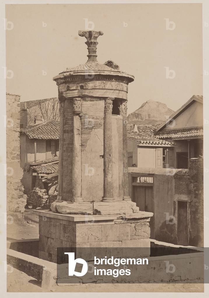 The choregic monument of Lysicrate, raised on the Acropolis in 335-334 BC, Athenes (Greece) - Photography attributed to Athanasiou Konstantinos (1845-1898)
