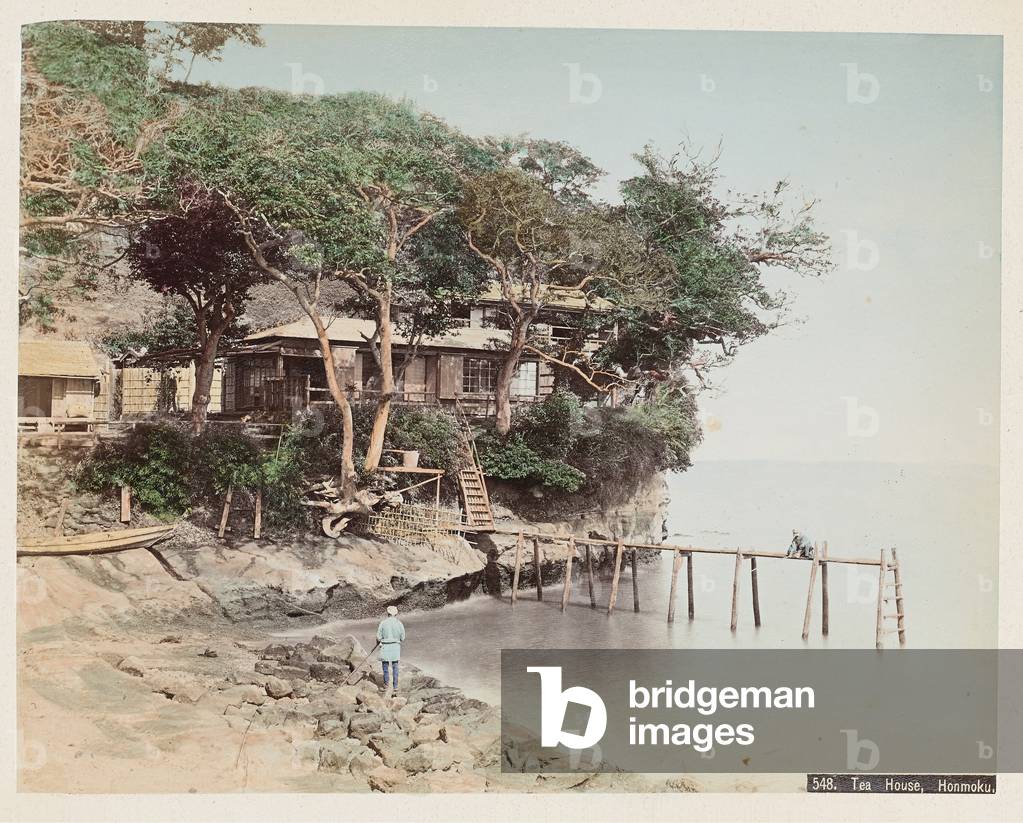 House of the Honmoku, Yokohama - Tea House, Honmoku - Japan 1880-1910 - Hand coloured photo