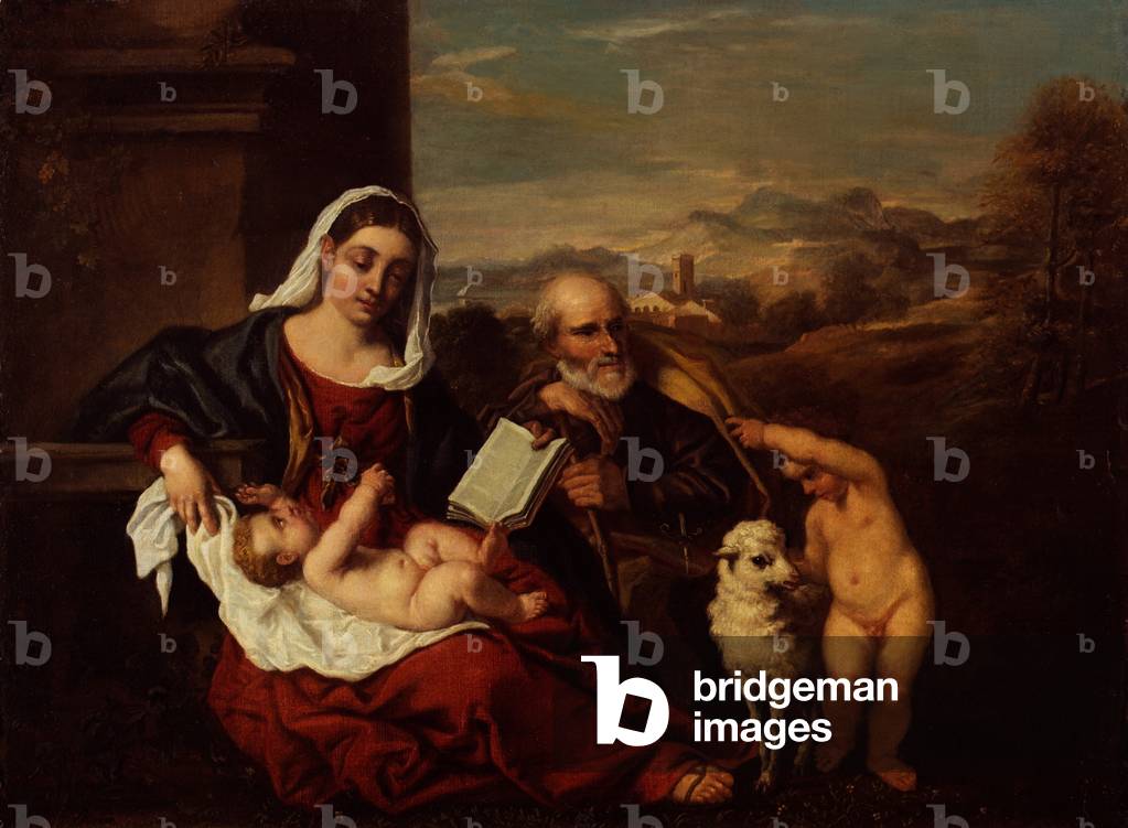 The Holy Family with the Infant St John the Baptist (oil on canvas)