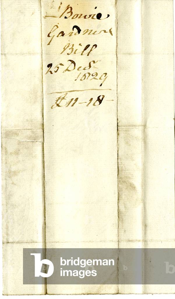Devonshire MSS AS 3101, folio from a bundle of bills settled by Pinder Simpson for Lord George Cavendish, including Alexander Bowie's bill, 1829-300 (pen & ink on paper)