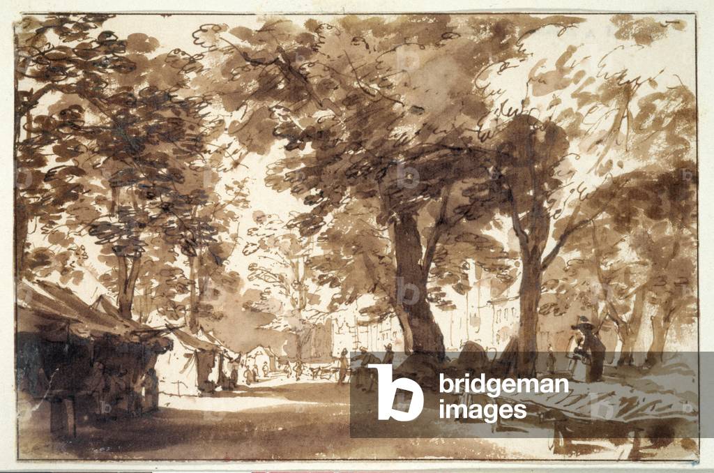De Vigorbros an de platz op de haynus (chalk, pen & ink with wash on paper)
