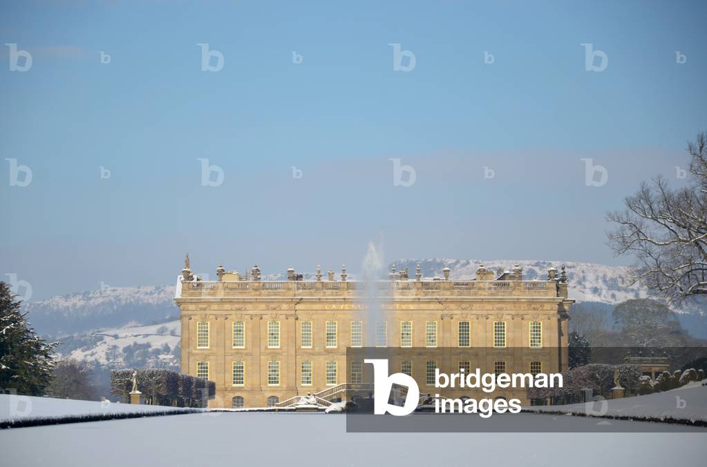 South Front of Chatsworth House seen from beyond the Emperor Fountain, Derbyshire (photo)
