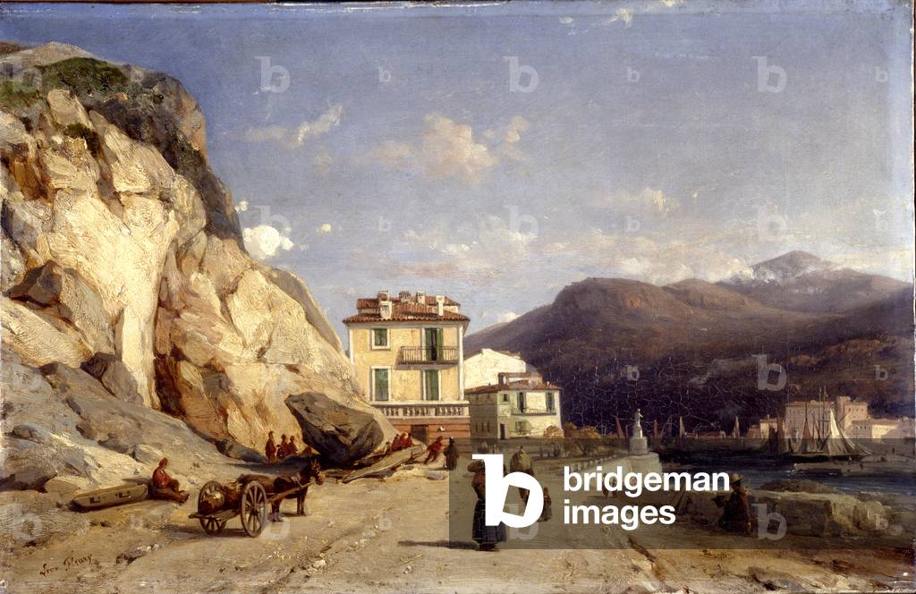 View of the entrance to the harbour, Nice (oil on canvas)