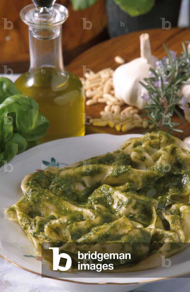 Lasagne with pesto, Camogli, Liguria, Italy