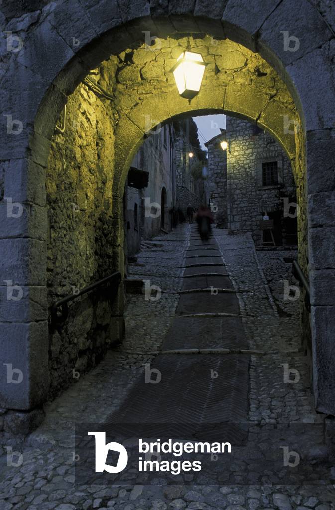 The door leading to the rock, Arpino, Lazio, Italy.
