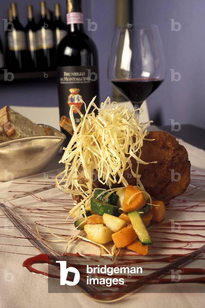 Milanese cutlet, Dolce Miele wine bar, Milan, Lombardy, Italy.