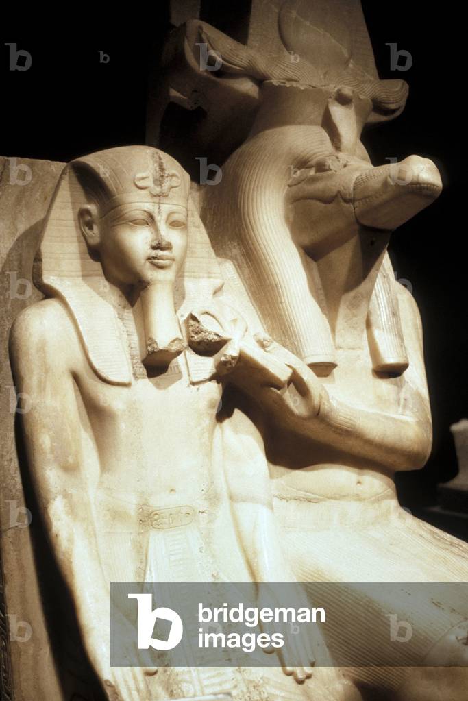 statue di sobek e amenhotep iii, luxor, egitto