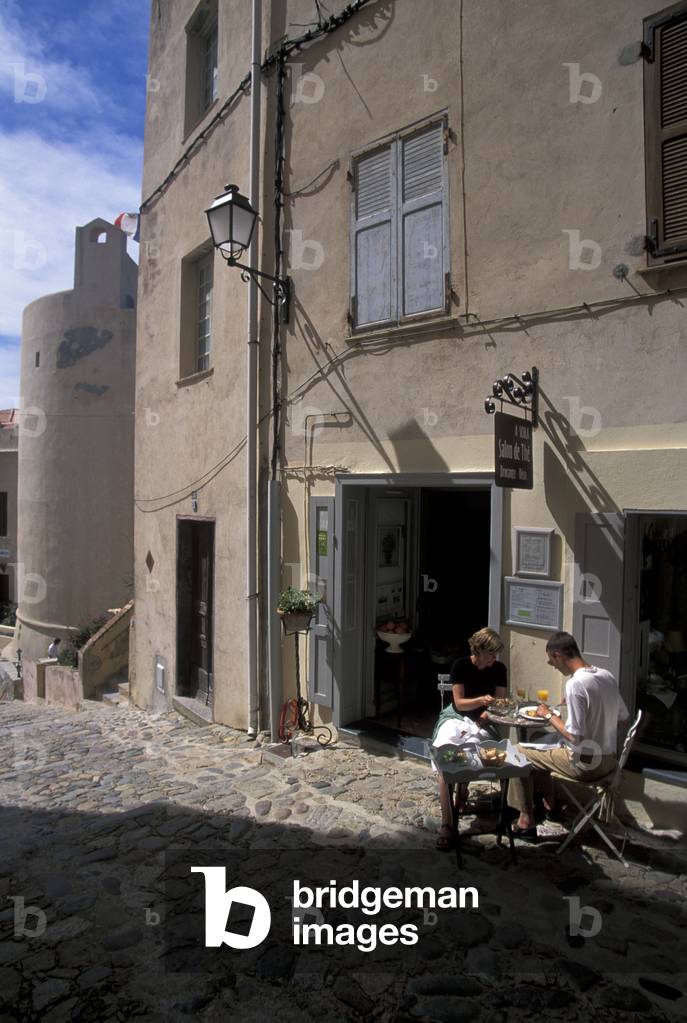 Tea Rooms 'A Scola along San Giovanni Battista slope, Calvi, Corsica island, France, Europe