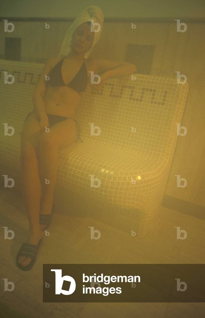 Woman takes a turkish bath, Rapolano, Tuscany, Italy