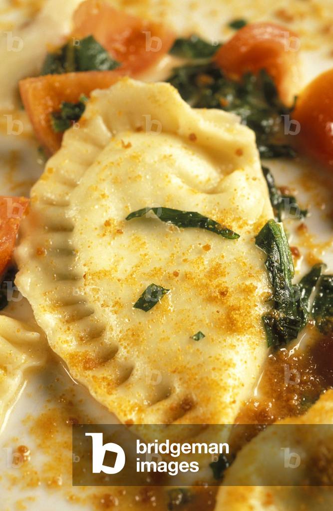 Ravioli with botargo and tomatos, La Rosella restaurant, Giba, Sardinia, Italy