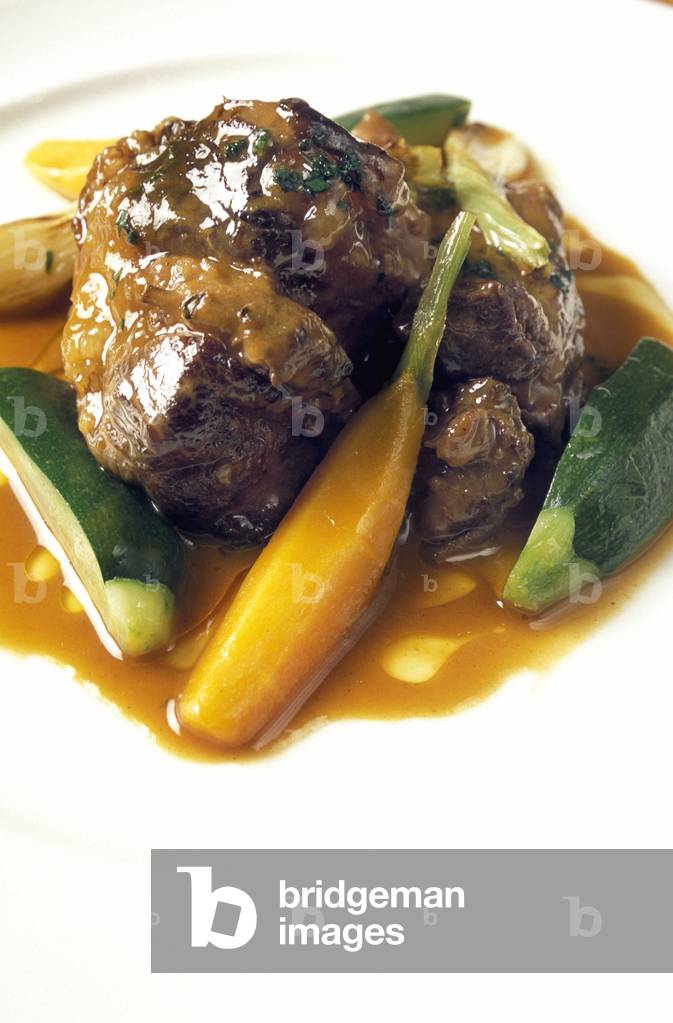 Beef with oil and vegetales, L'Albereta restaurant, Erbusco, Lombardy, Italy
