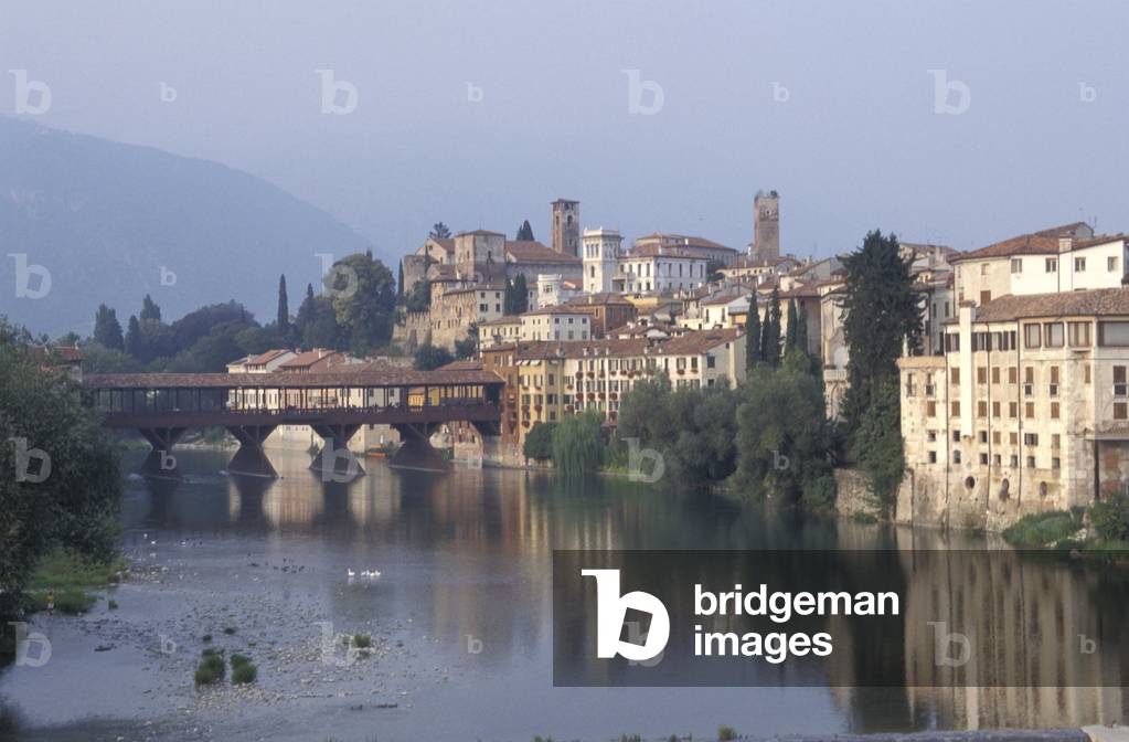 Landscape with Ponte Vecchio, Bassano del Grappa, Veneto, Italy