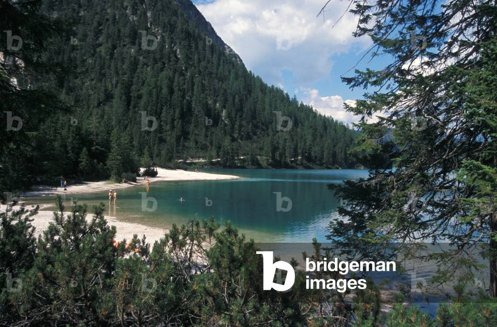 Braies lake, Val Pusteria, Trentino Alto Adige, Italy