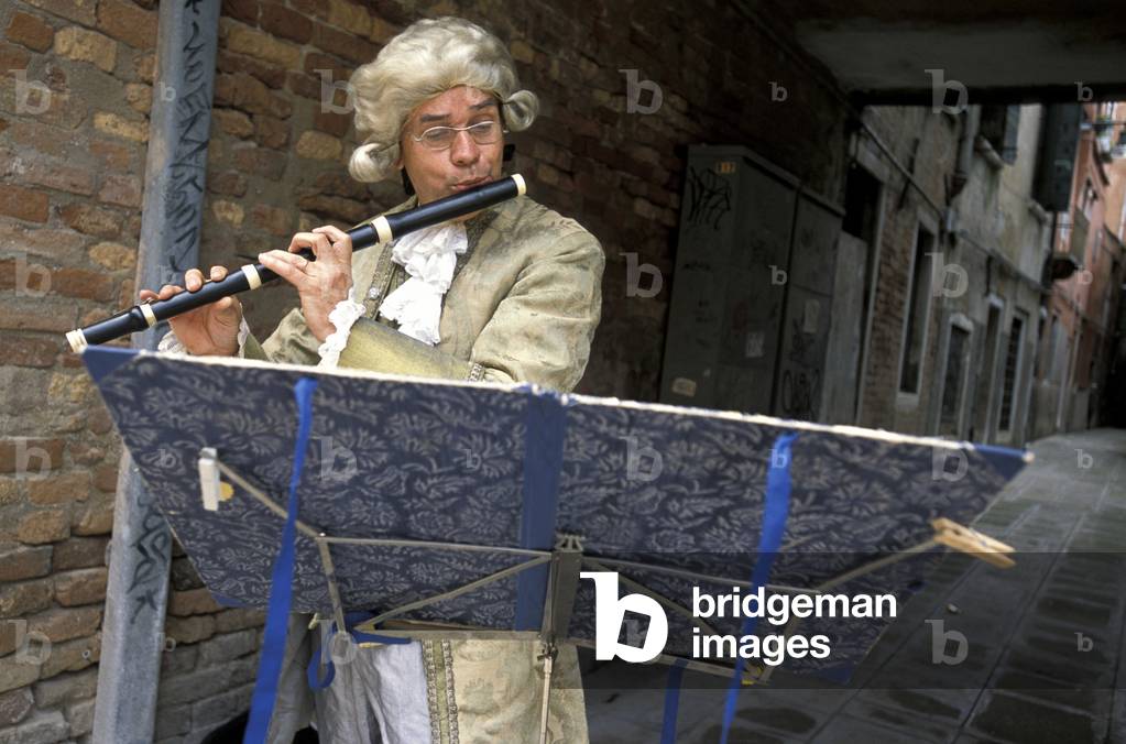 Flautist, Venice, Veneto, Italy