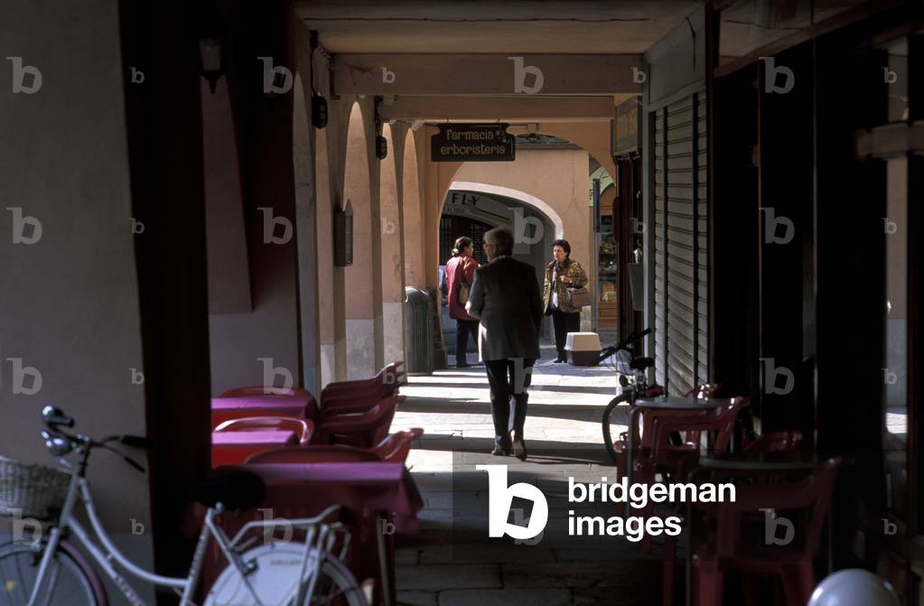 Porch in Piazza Caduti Liberazione, Carrù, Piedmont, Italy