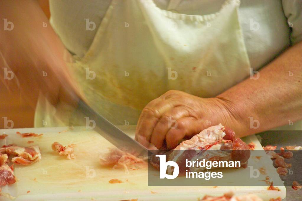 Zubereitung einer neapolitanischen Salami, Neapel, Kampanien, Italien