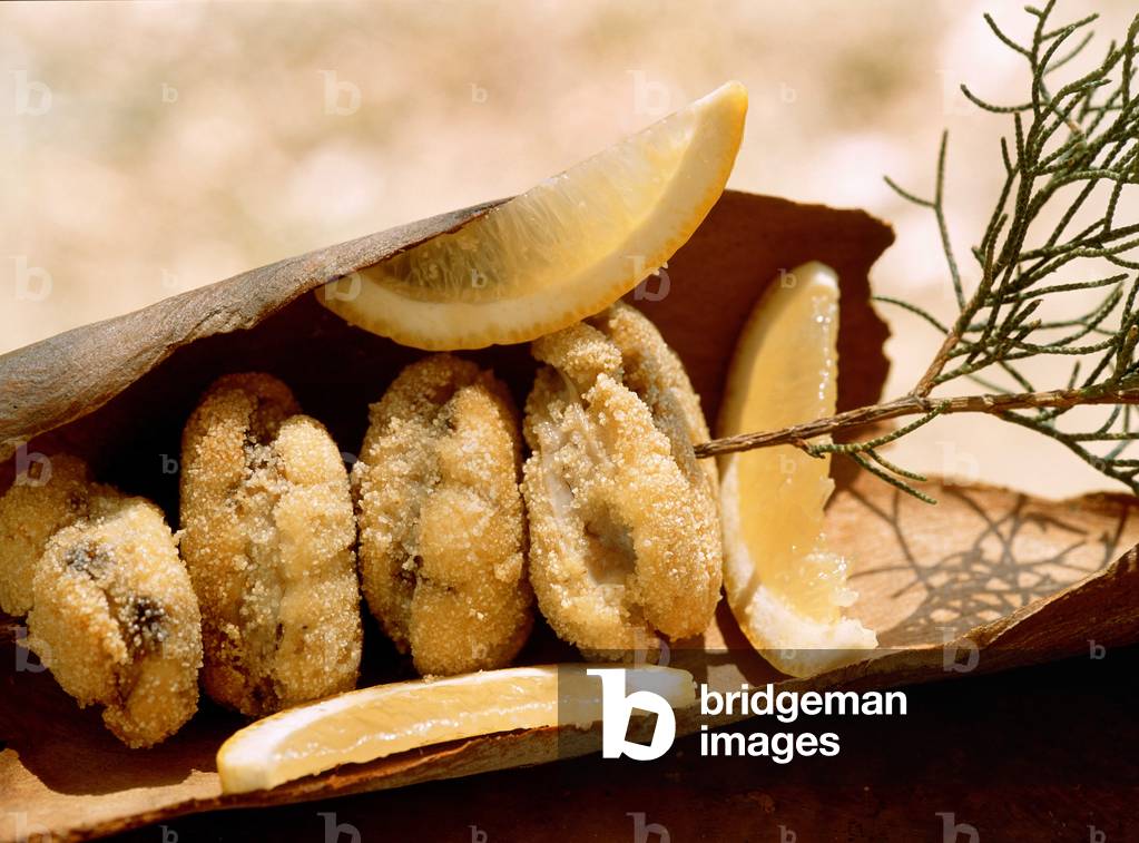 Fried eggs of serra fish, Italy