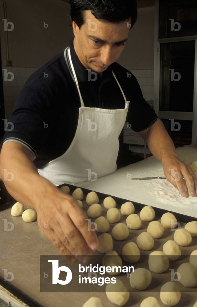 Preparation of macaroon, Luigi Vicenzi, Virginio Moriondo - Mombaruzzo, Piedmont, Italy.