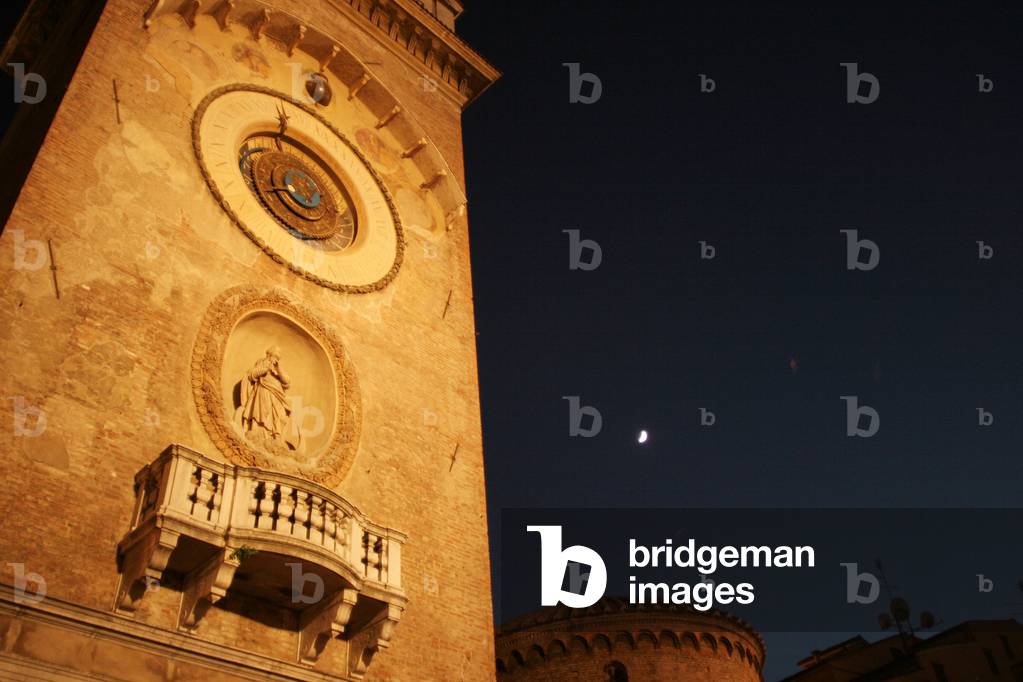 Clock tower, Piazza delle Erbe, Mantua, Lombardy, Italy