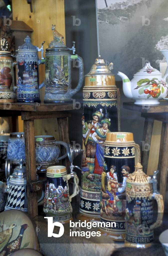 Typical products (beer mug), Cortina d'Ampezzo, Veneto, Italy.
