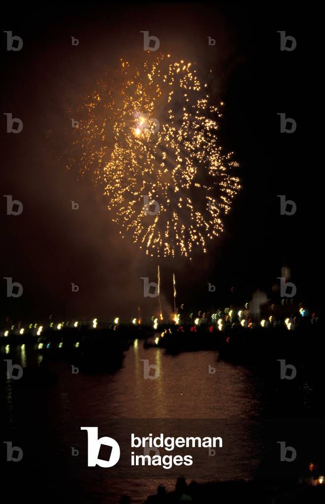 Fireworks, Redentore feast, Venice, Veneto, Italy