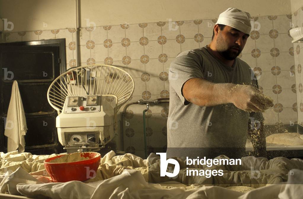 Preparation of bread, Maurizio Biagi bakery, Lariano, Lazio, Italy.