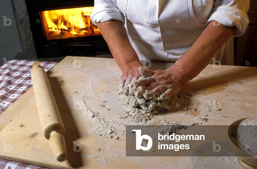 Preparation of pizzoccheri, Teglio, Lombardy, Italy