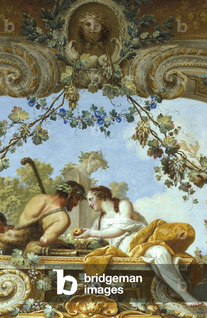 Particular of the ceiling in Autumn hall, Reggia di Caserta, Caserta, Campania, Italy