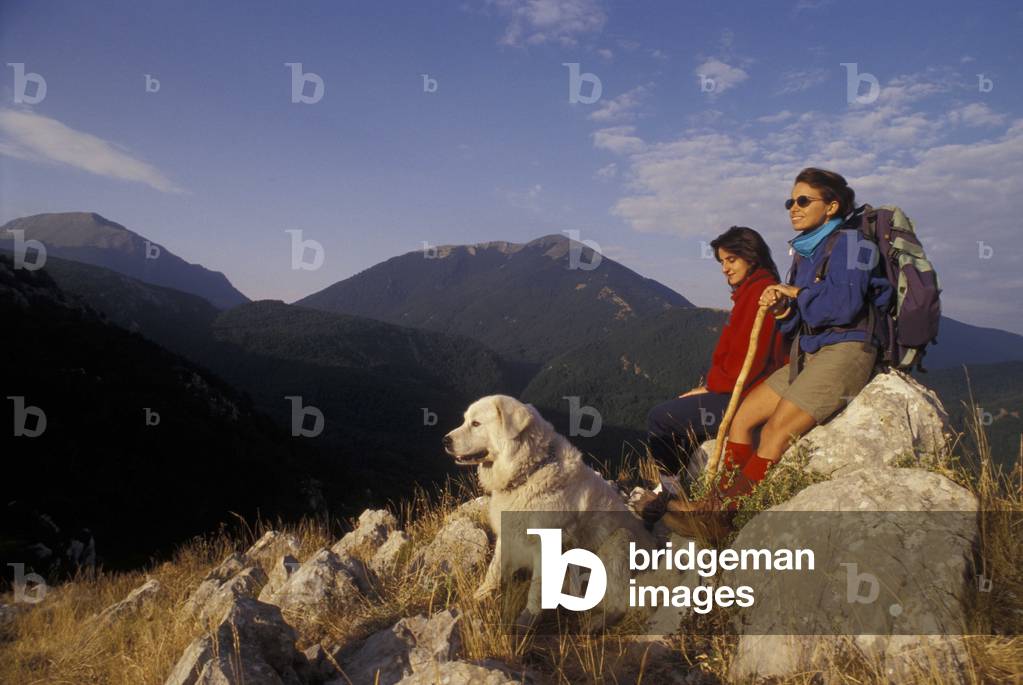 Madonna di Pollino, on the background the Pollino Mountain and Serra del Prete, Montepollino, Lazio, Italy