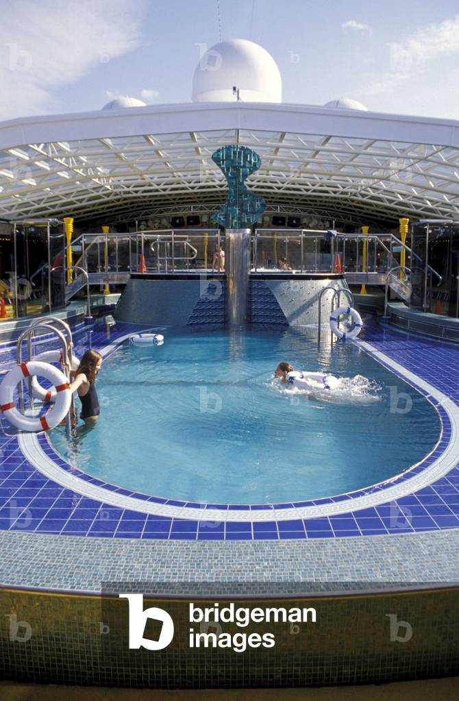 Swimming pool, Atlantica ship, Costa shipping company, Italy
