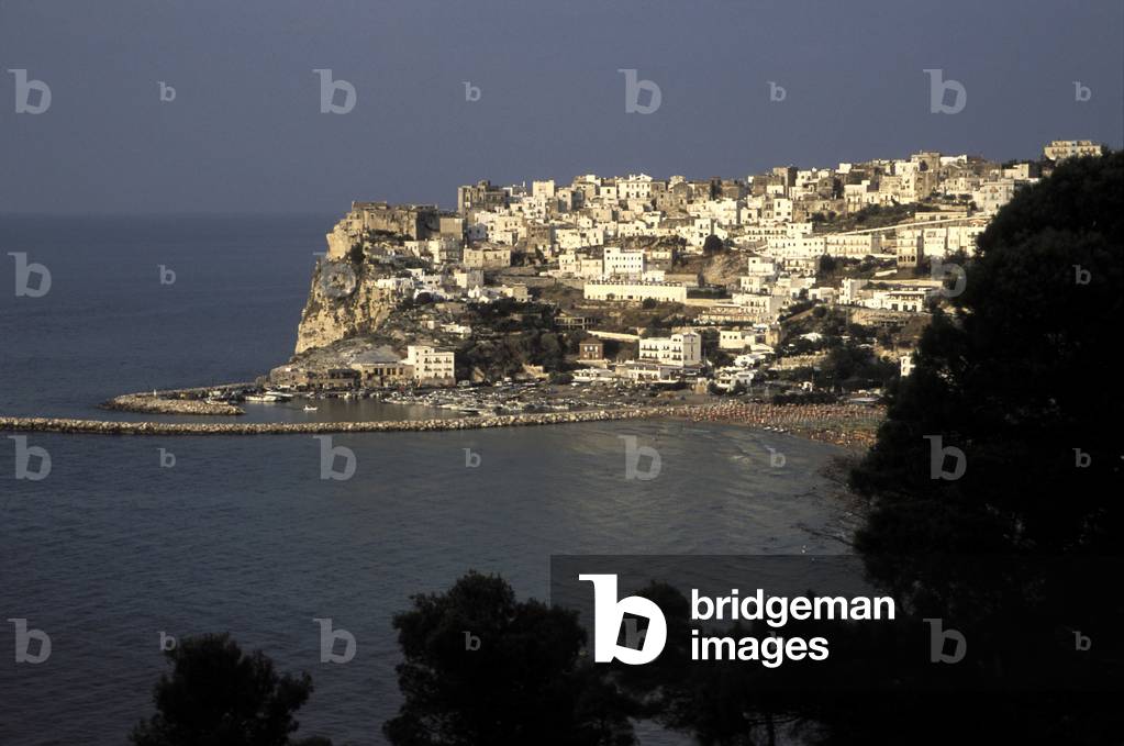 Cityscape of Peschici, National park of Gargano, Foggia, Puglia, Italy.