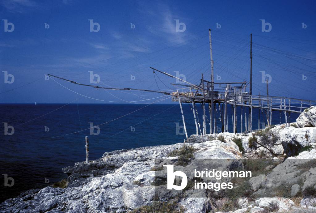 A “” trabucco”” for fishing, Gargano national park, Puglia, Italy.