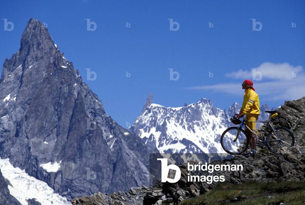 View of Monte Bianco mountain range, Chavanne hill, Veny Valley, Valle d'Aosta, Italy