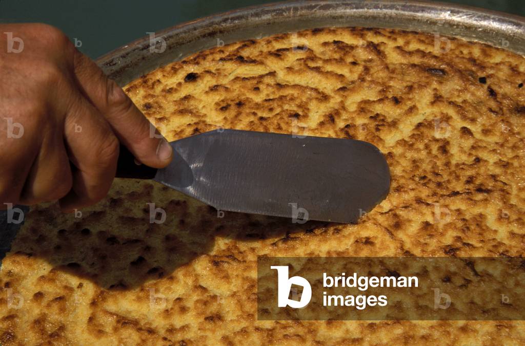 Chickpea pie, Typical Italian food, Livorno, Tuscany, Italy