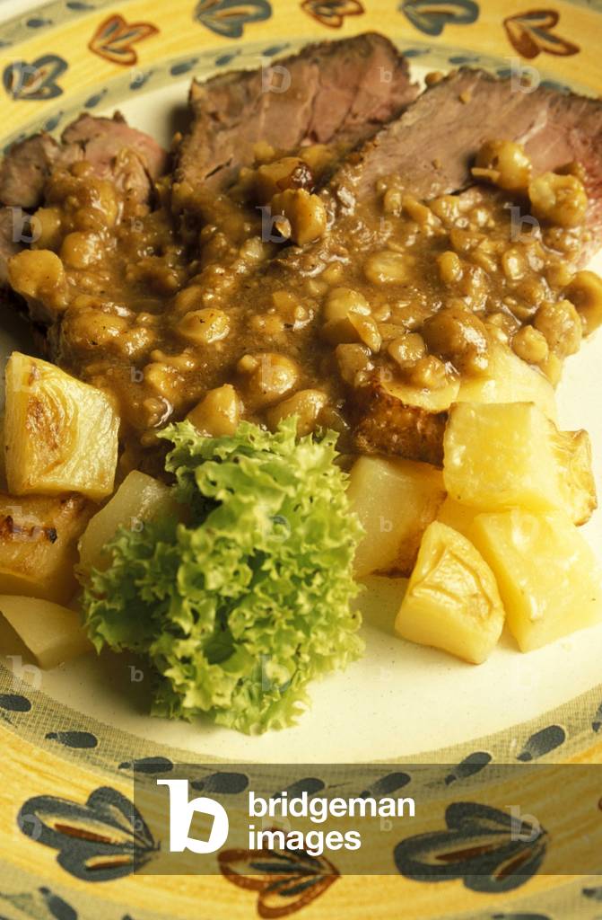 Beef with lentils and potatoes, Turin, Piedmont, Italy