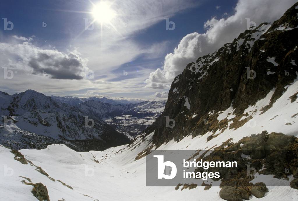 Landscape from Colle Sarezza mountain, Champoluc, Valle d'Aosta, Italy