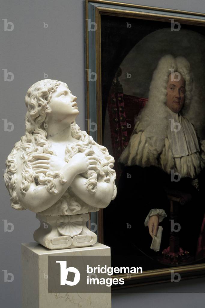 Marmorbüste und Herrenportrait, XVIII. Jahrhundert, Accademia Carrara Bildergalerie, Bergamo, Lombardei, Itali