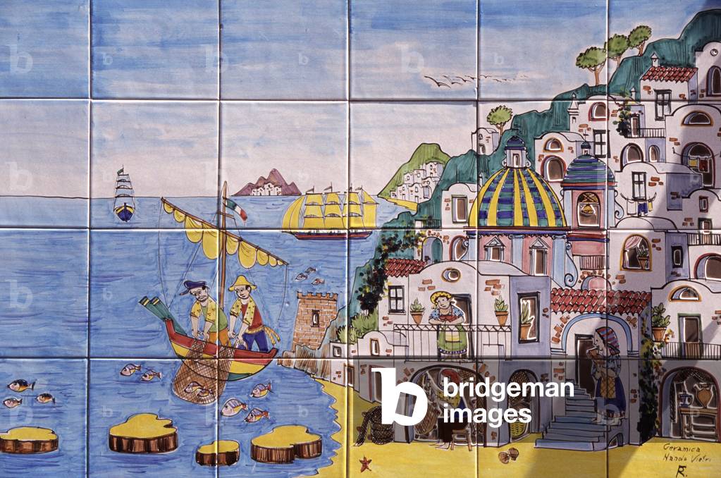 Piastrelle in ceramica paited, Positano, Costiera Amalfitana, Campania, Italia