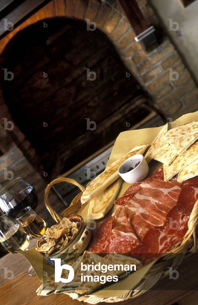 Wine and piadina, Bertinoro, Emilia-Romagna, Italy