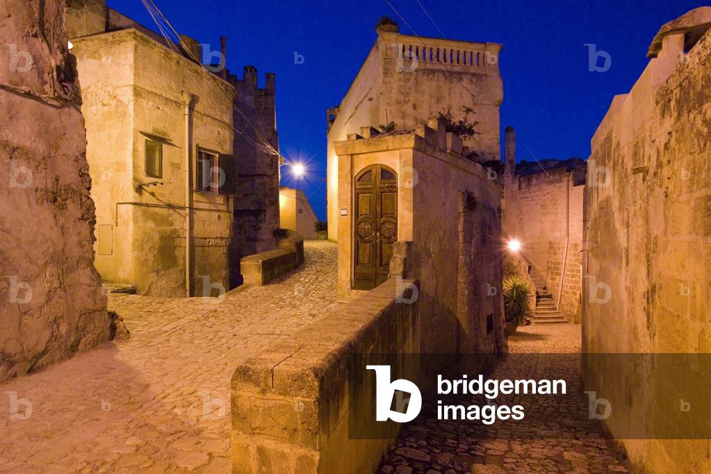 Foreshortening of Sasso Barisano, Matera, Basilicata, Italy