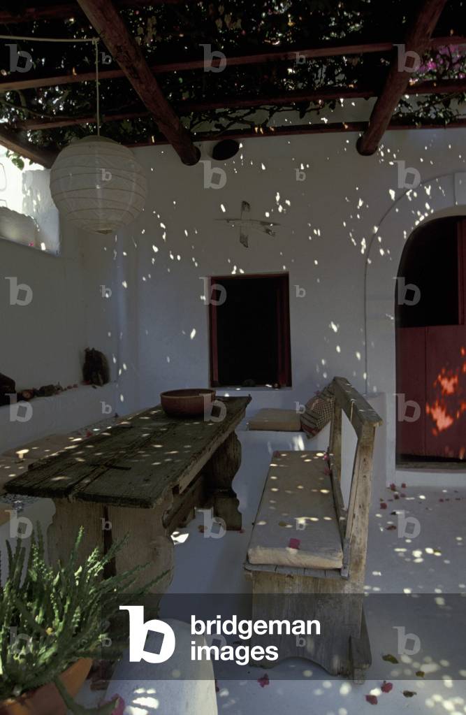 Courtyard of a typical house, Stromboli, Sicily, Italy